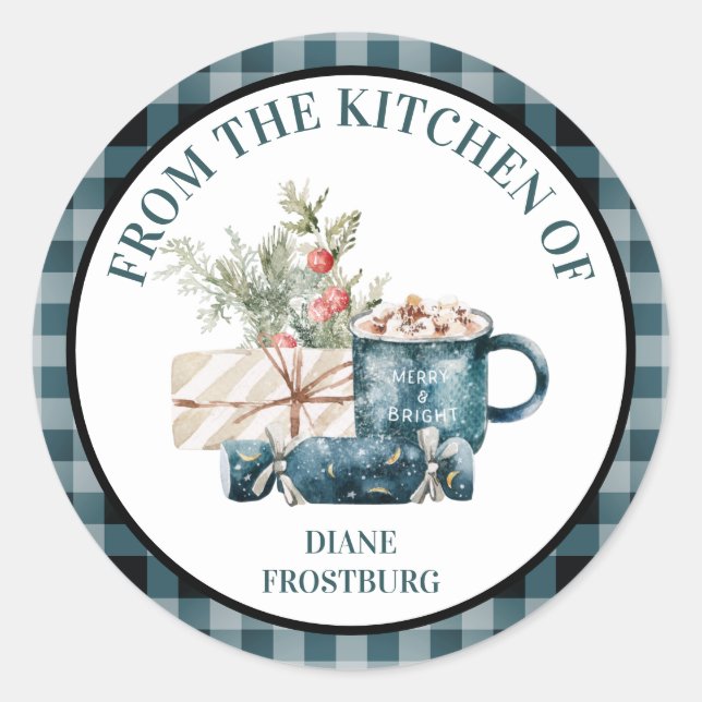 Sticker Rond De la cuisine de Noël bleu Turquoise (Devant)