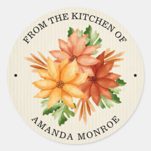Sticker Rond De la cuisine des fleurs automnales