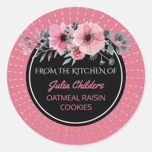 Sticker Rond De la cuisine du rose nommé de cuisson floral