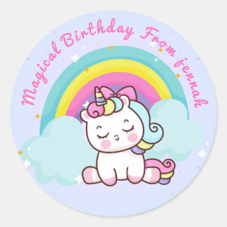 Sticker rond de la fête Unicorn