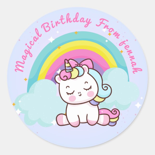 Sticker rond de la fête Unicorn (Devant)