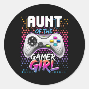 Sticker Rond De La Gamer Girl Matching Jeu Vidéo Anniversaire G