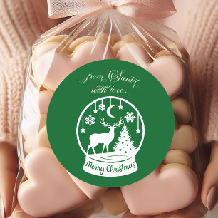 Sticker Rond De la part du Père Noël avec amour boule à neige c