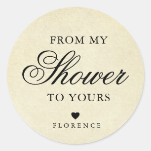 Sticker Rond De Ma Douche À Votre Fête des mariées Vintage