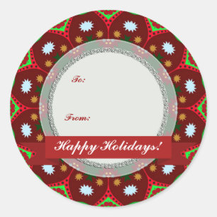 Sticker rond de marque-cadeau de Noël