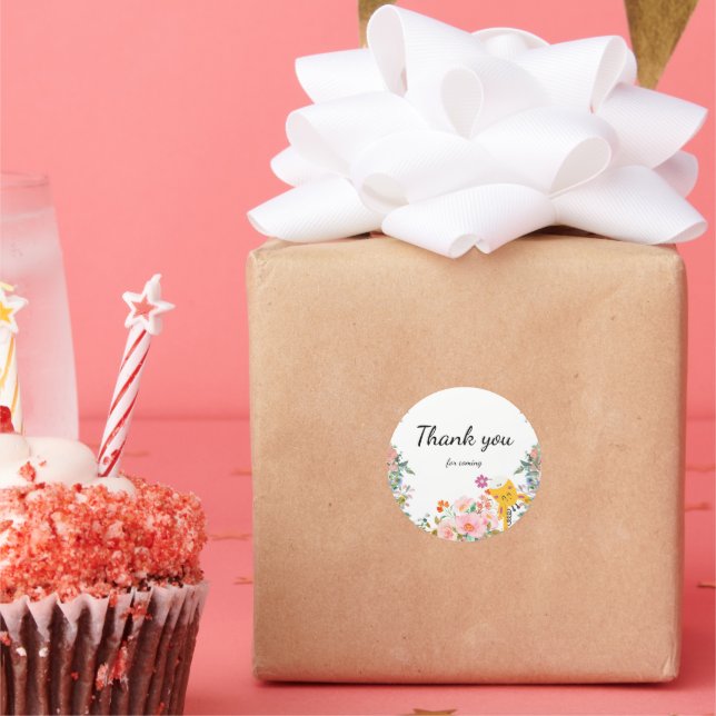 Sticker Rond De mignons animaux safari zoo jungle baby shower f (Fête)