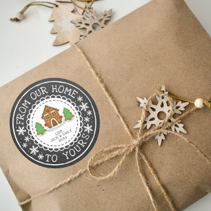 Sticker Rond De Notre Maison À La Vôtre   Noël festif