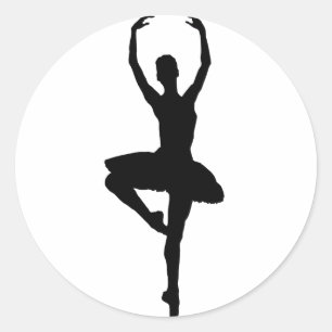 Sticker Rond ~~ de PIROUETTE de BALLERINE (silhouette de danse
