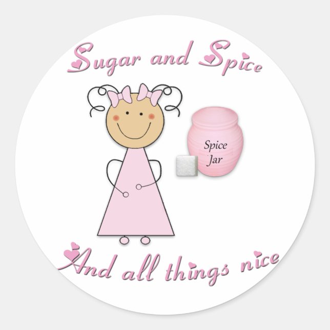 Sticker Rond De quoi les petites filles sont faites — Sucre et  (Devant)