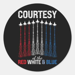 Sticker Rond De Rouge Blanc Bleu Usa Drapeau Jets 4 Juil