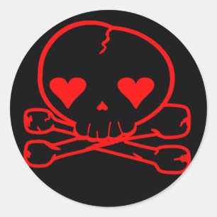 Sticker Rond De ROUGE de NOIR étrange de style de Goth Kawaii