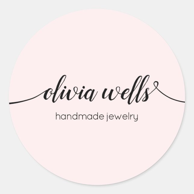 Sticker rond de signature rose Script classique (Devant)