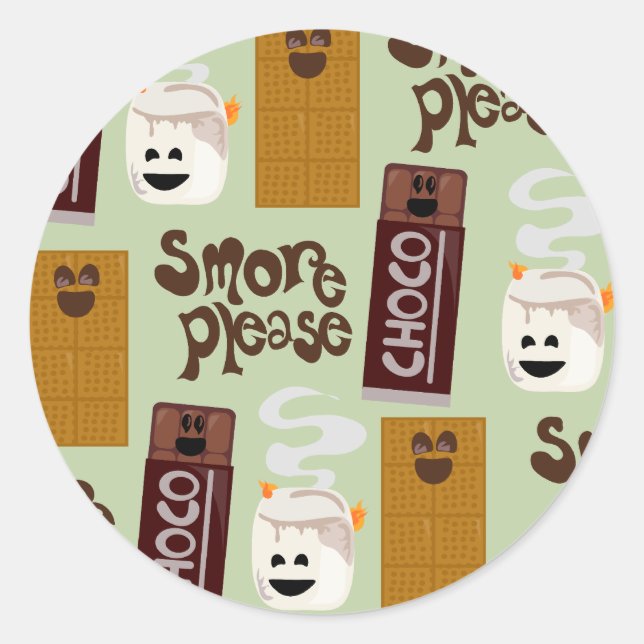 Sticker Rond De Smore motif d'ingrédients svp Smore (Devant)
