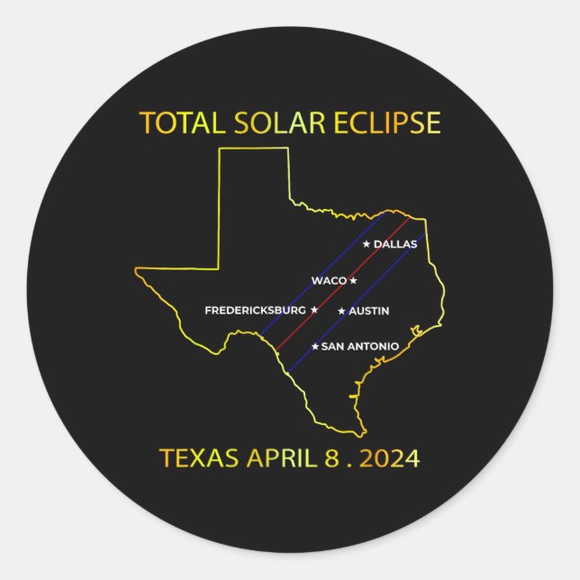 Sticker Rond De Solar Eclipse 2024 Interactive Map Texas Eclips (Devant)