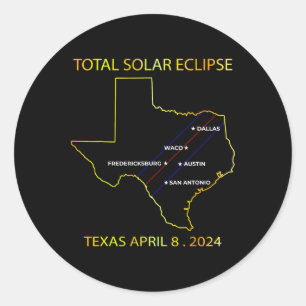 Sticker Rond De Solar Eclipse 2024 Interactive Map Texas Eclips