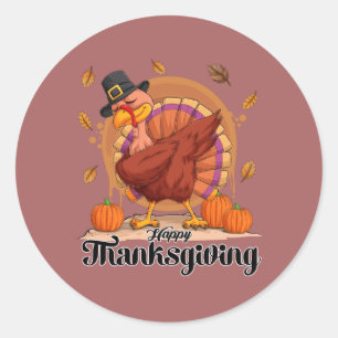 Sticker rond de typographie de bon thanksgiving