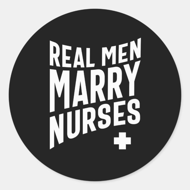 Sticker Rond De vrais hommes épousent des infirmières (Devant)