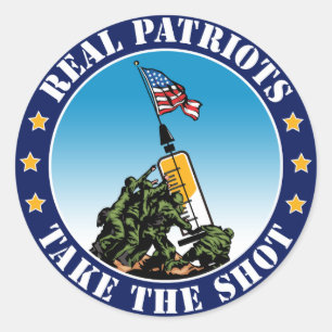 Sticker Rond De vrais patriotes se font vacciner - Iwo Jima Pro
