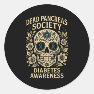 Sticker Rond Dead Pancreas Society - Design de ruban crâne de s