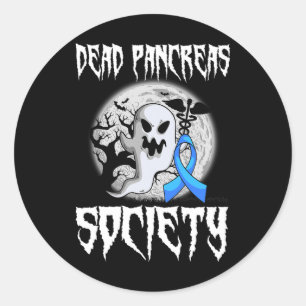 Sticker Rond Dead Pancreas Society Diabète Halloween Diabétique