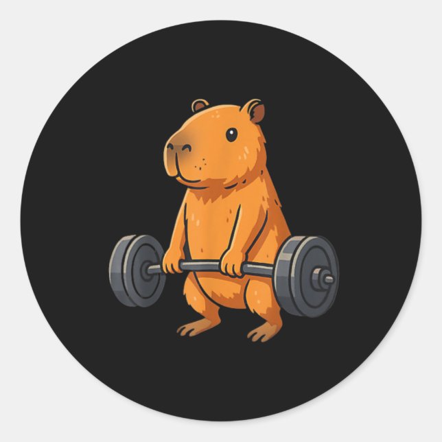 Sticker Rond Deadlift Capybara Funny Fitness Capy Lover Gym Hom (Devant)