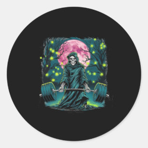 Sticker Rond Deadlift Skeleton Cadeau Fitness Goth Tarot Card G