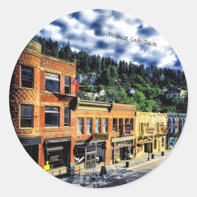 Sticker Rond Deadwood, Dakota du Sud (Devant)