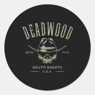 Sticker Rond Deadwood South Dakota Usa Conception en détresse S