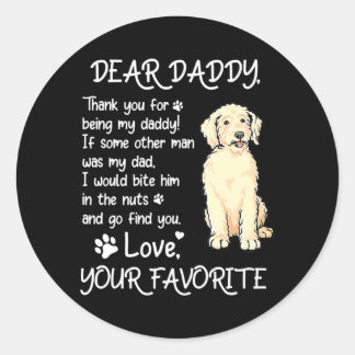Sticker Rond Dear Daddy Goldendoodle Dog Dad Father's Day 