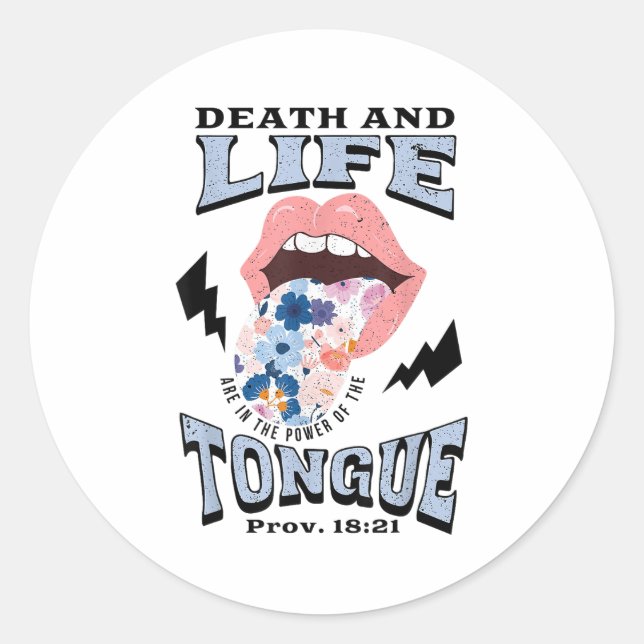 Sticker Rond Death And Life Tongue Christian  (Devant)