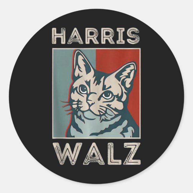 Sticker Rond Débardeur de chat Harris Wheimer Funny (Devant)