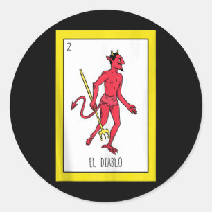 Sticker Rond Débardeur de la carte El Diablo