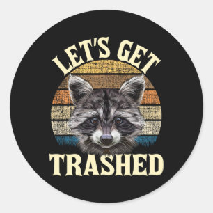 Sticker Rond Débarrassons-Nous - Amusingant Raton Laveur Rétro 