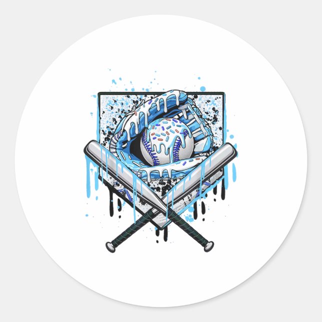 Sticker Rond Débit De Baseball Pour Garçons Ice Cream Drip Jeun (Devant)
