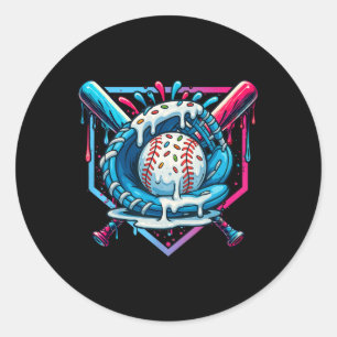 Sticker Rond Débit De Baseball Pour Garçons Ice Cream Drip Jeun
