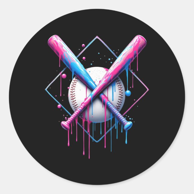 Sticker Rond Débit De Baseball Pour Garçons Ice Cream Drip Jeun (Devant)
