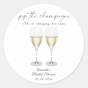 Sticker Rond Déboucher le Champagne Enterrement de vie de jeune