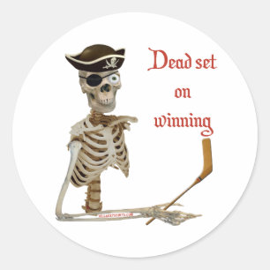 Sticker Rond Debout Set Hockey Pirate