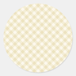 Sticker Rond Début d'Automne Rétro Gingham Blé Doré