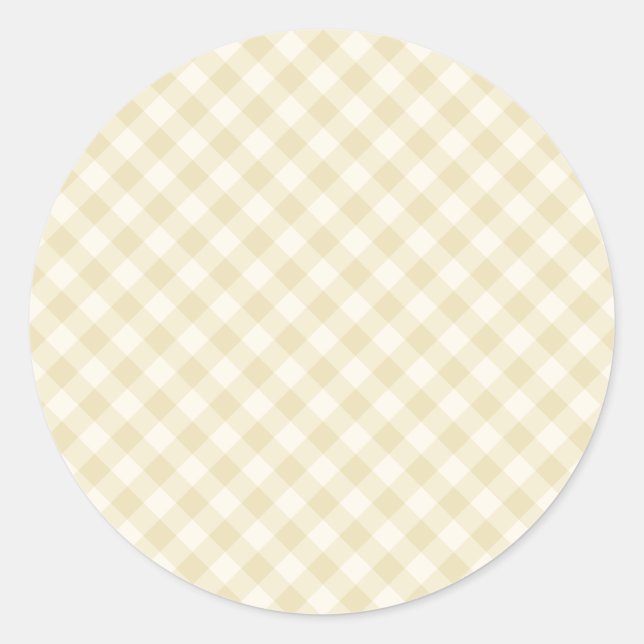 Sticker Rond Début d'Automne Rétro Gingham | Blé Doré  (Devant)