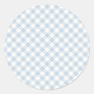 Sticker Rond Début d'automne rétro Gingham Bleu poussiéreux