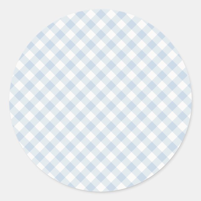 Sticker Rond Début d'automne rétro Gingham | Bleu poussiéreux (Devant)