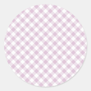 Sticker Rond Début d'Automne Retro Gingham Lilas Chaud