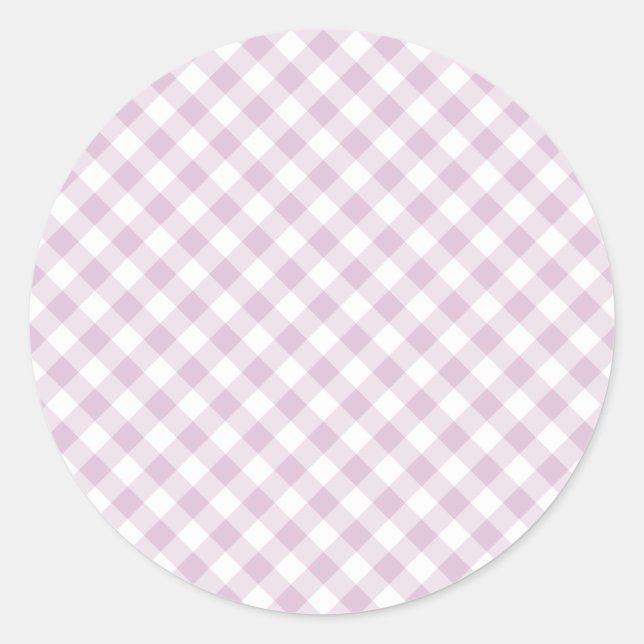 Sticker Rond Début d'Automne Retro Gingham | Lilas Chaud (Devant)