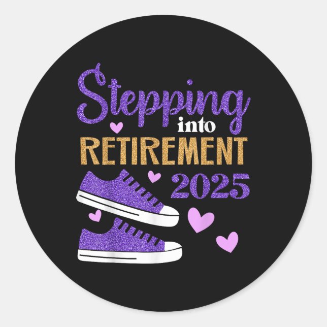 Sticker Rond Début de la retraite 2025 Célébration (Devant)