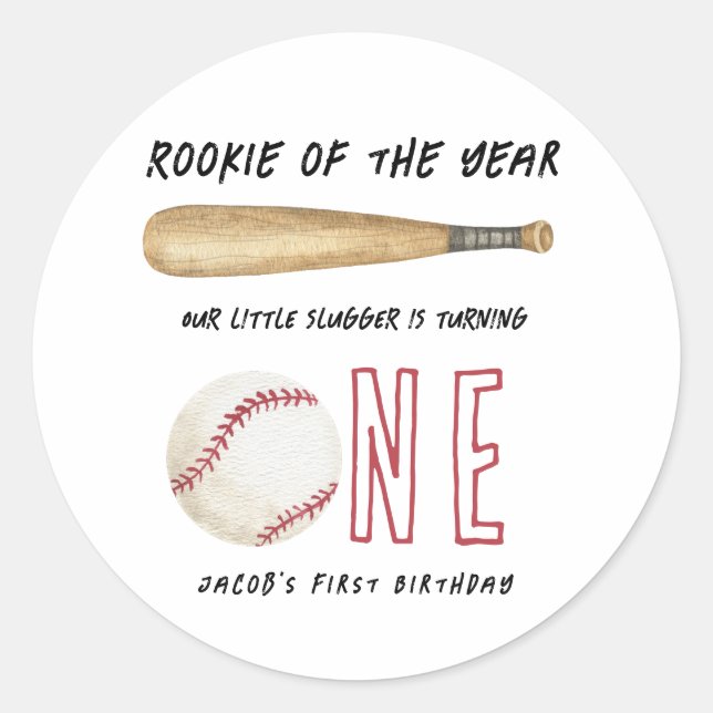 Sticker Rond Débutant de l'année Fête d'anniversaire de basebal (Devant)