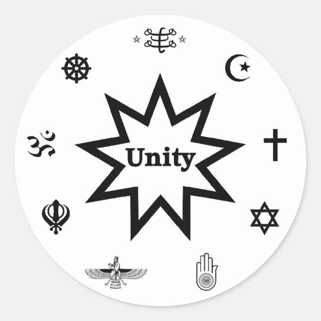 Sticker Rond Décal d'unité religieuse (Devant)