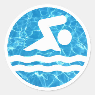 Sticker Rond Décal nageur dans l'eau de la piscine nage et plon