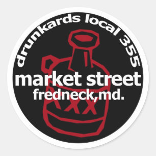 Sticker Rond Décalque d'ivrogne de Frednecks (feuille de 6)