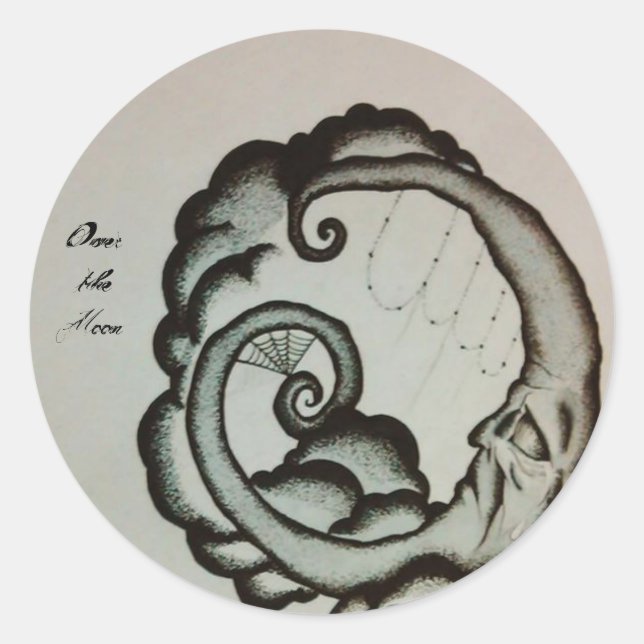 Sticker Rond Décalques/autocollants de lune d'Ouija (Devant)